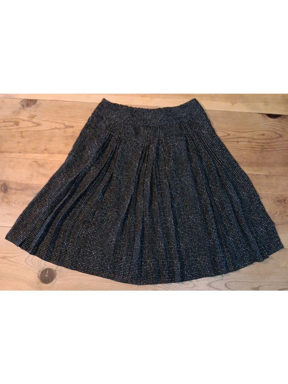 Coldwater Creek Midi Skirt Womens Petite PL Black Pleated Polka Dot Chiffon Zip